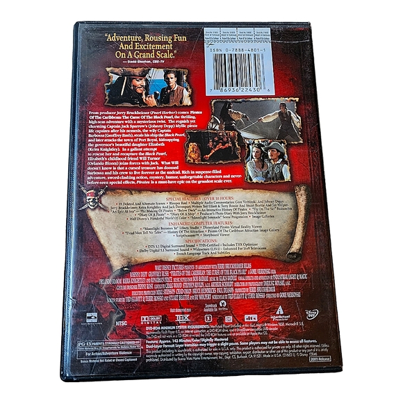 💕Walt Disney "Pirates of the Caribbean" The Curse of the Black Pearl DVD - Picture 2 of 6